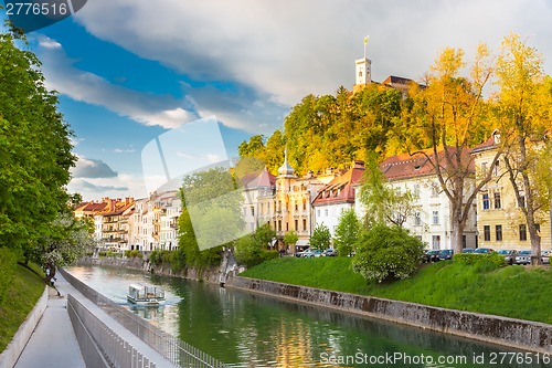 Image of Medieval houses of Ljubljana, Slovenia, Europe.