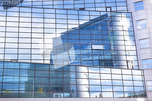 Image of Modern facade of glass and steel.