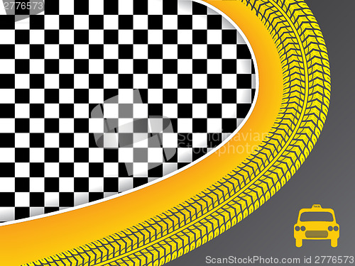 Image of Taxi advertisement design with checkered background