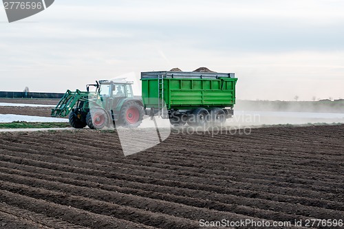 Image of Modern tractor with trailer