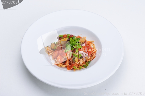 Image of Pasta with shrimps, herbs and mashrooms