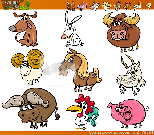 Image of farm animals set cartoon illustration