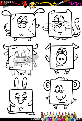 Image of cute animals cartoon coloring book