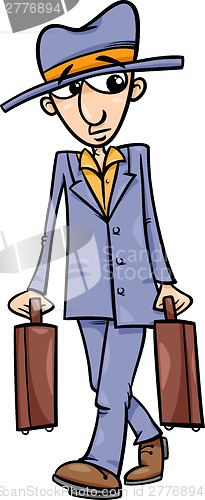 Image of man with suitcases cartoon illustration