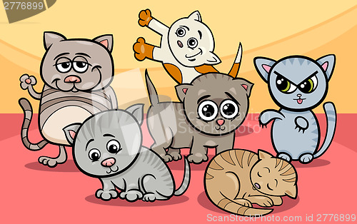Image of cute kittens group cartoon illustration