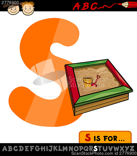 Image of letter s with sandbox cartoon illustration