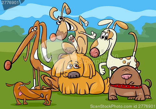 Image of funny dogs group cartoon illustration