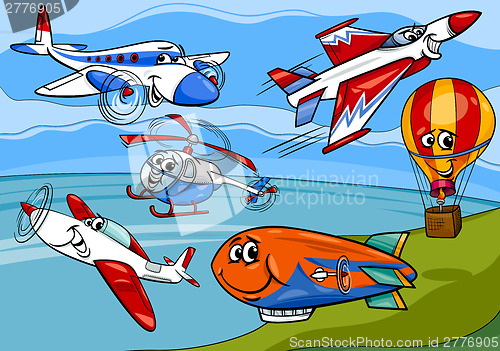 Image of planes aircraft group cartoon illustration