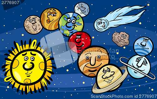 Image of solar system planets cartoon illustration