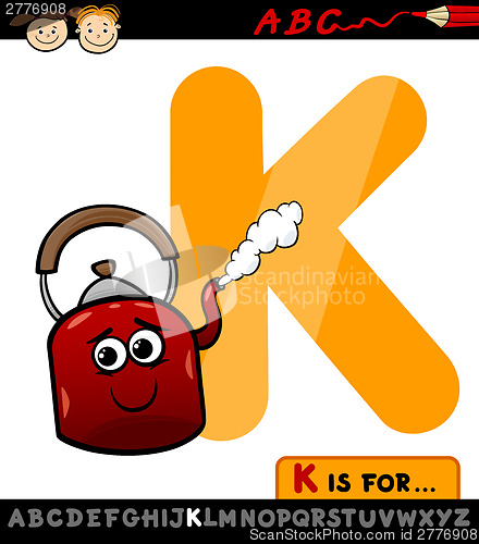 Image of letter k for kettle cartoon illustration