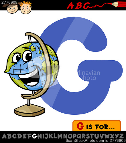 Image of letter g with globe cartoon illustration