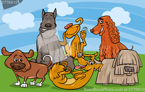 Image of cute dogs group cartoon illustration