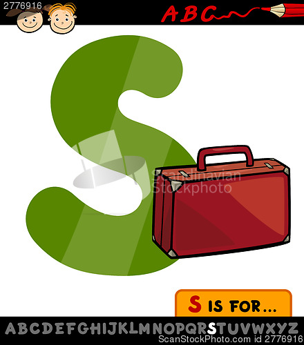 Image of letter s with suitcase cartoon illustration