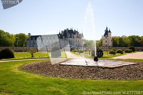 Image of Chateau de Chenonceau backlighted