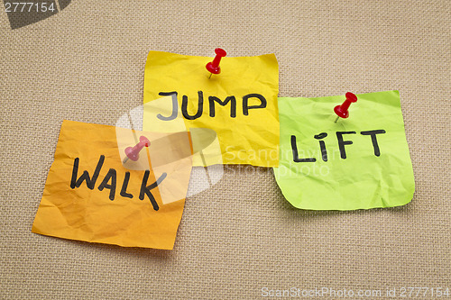 Image of walk, jump, lift - fitness concept