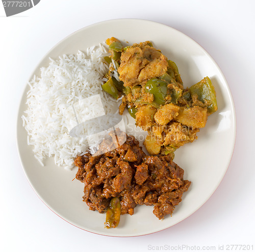 Image of Beef curry with rice and potato