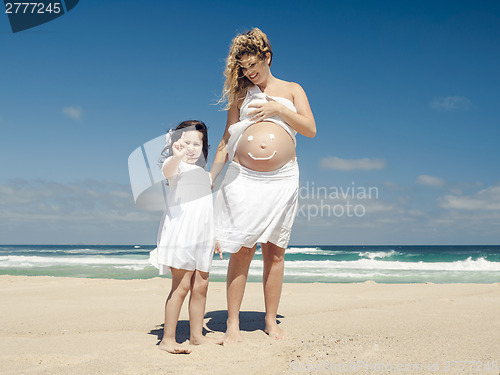 Image of Making a smile on mom's belly