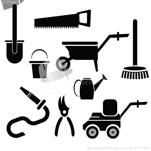 Image of garden tools silhouettes