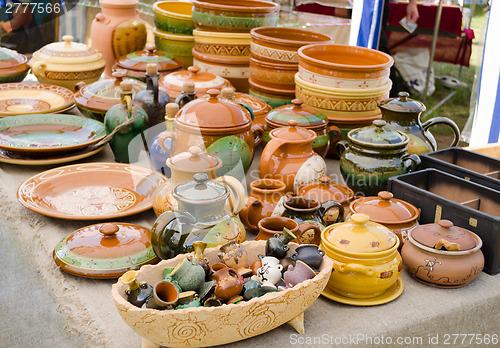 Image of handmade ceramic clay ware souvenirs street market 