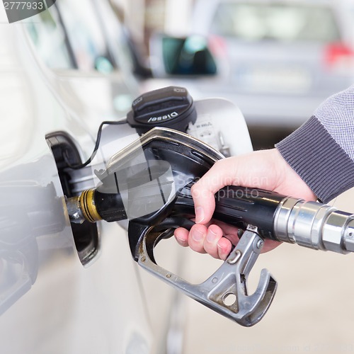 Image of Petrol being pumped into a motor vehicle car.