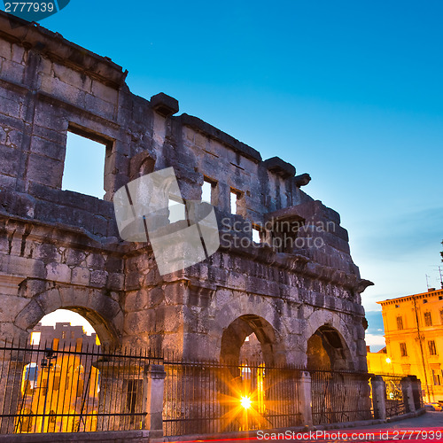 Image of The Roman Amphitheater of Pula, Croatia.