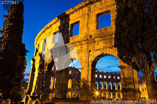 Image of The Roman Amphitheater of Pula, Croatia.