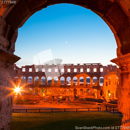 Image of The Roman Amphitheater of Pula, Croatia.