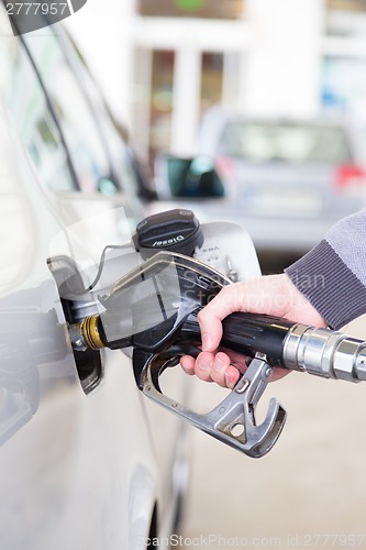 Image of Petrol being pumped into a motor vehicle car.