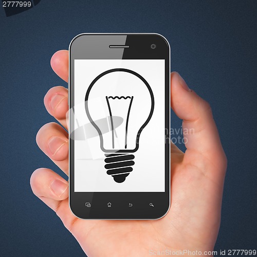Image of Business concept: Light Bulb on smartphone