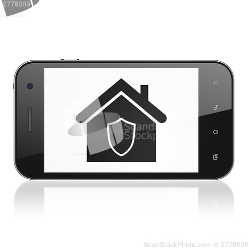 Image of Business concept: Home on smartphone