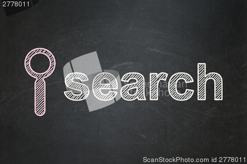 Image of Web design concept: Search and Search on chalkboard background