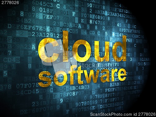 Image of Cloud computing concept: Cloud Software on digital background