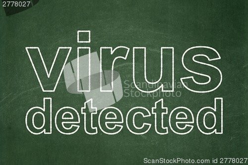 Image of Security concept: Virus Detected on chalkboard background