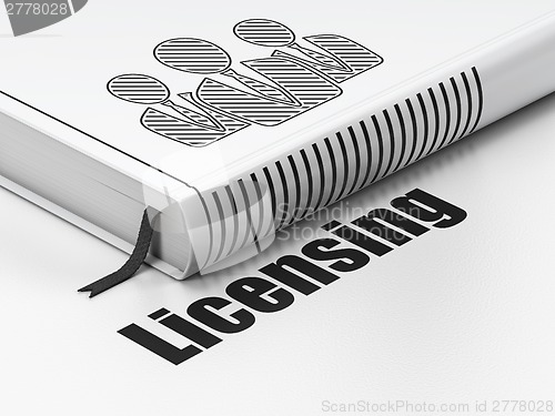 Image of Law concept: book Business People, Licensing on white background