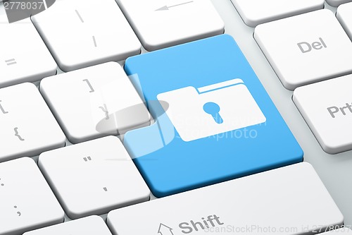 Image of Finance concept: Folder With Keyhole on computer keyboard background