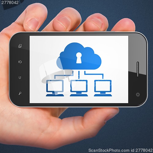 Image of Cloud networking concept: Cloud Network on smartphone