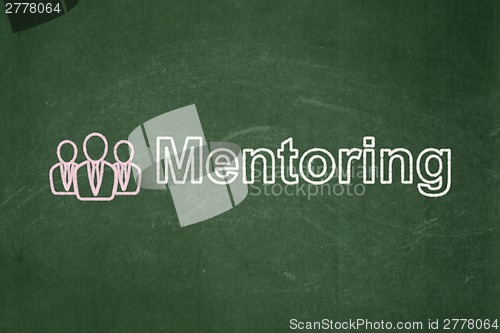 Image of Education concept: Business People and Mentoring on chalkboard background