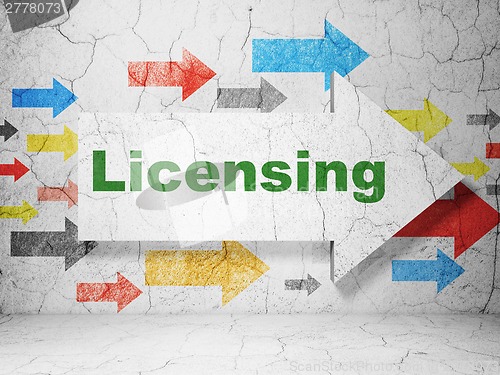 Image of Law concept: arrow with Licensing on grunge wall background