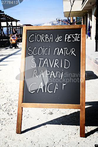 Image of Restaurant menu chalkboard 