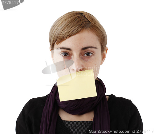 Image of Woman and post it