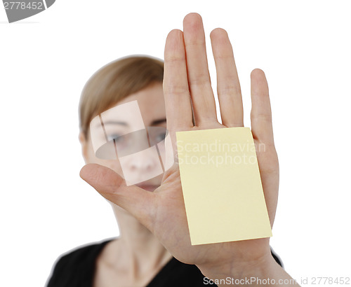 Image of Woman and post it