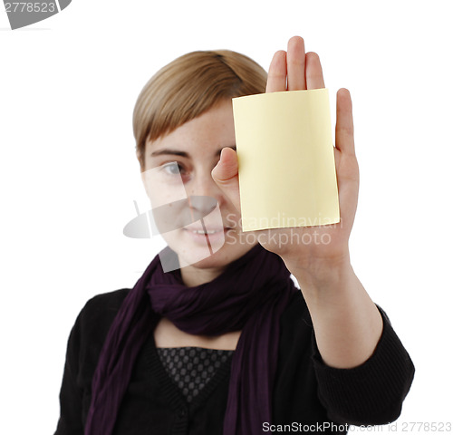 Image of Woman and post it