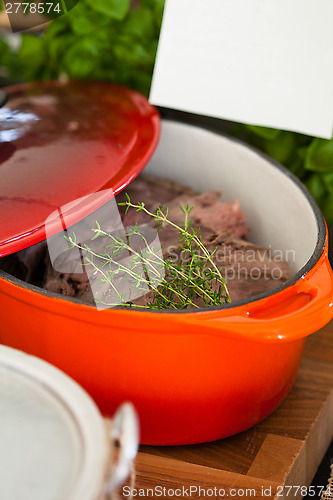 Image of Pot of cooked beef