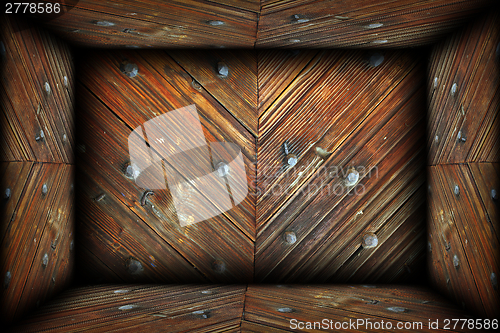 Image of interesting interior of wood finished room