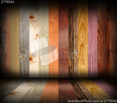 Image of colorful different planks interior design