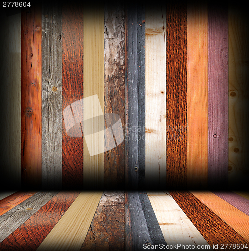 Image of colorful wood planks in room interior