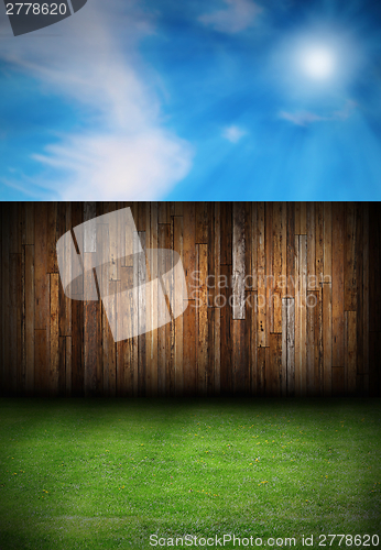 Image of wood boards fence in the backyard