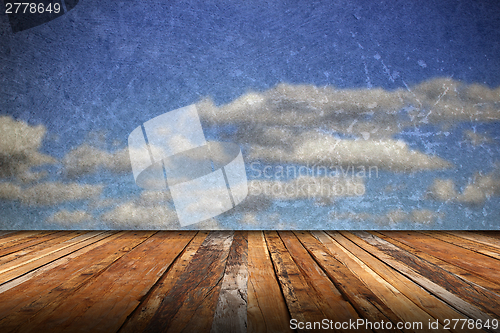 Image of abstract scratched backdrop with wood terrace