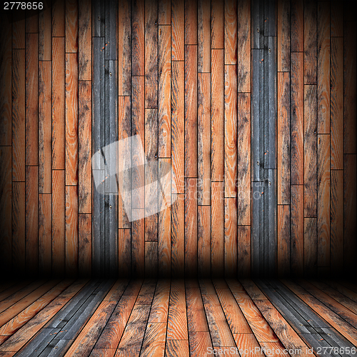 Image of striped wood planks on wall and floor