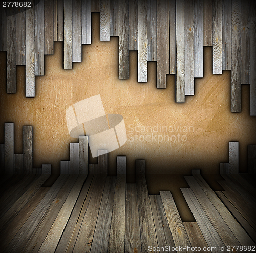 Image of interior room backdrop with wood on wall